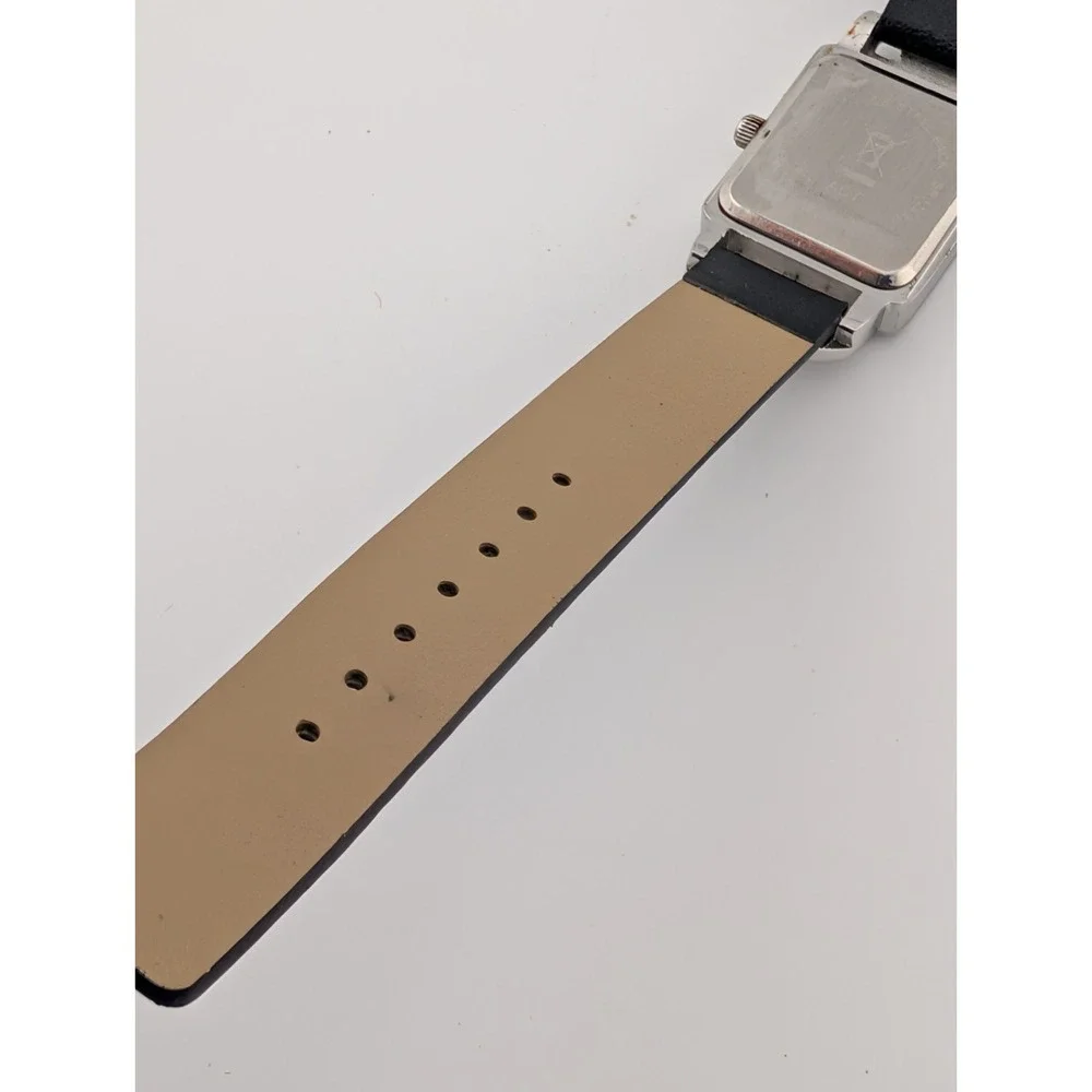Avon Watch Women 26mm Silver Case Crystals‎ Black Band- New Battery